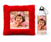 Personalized Cushion & Sipper Bottle