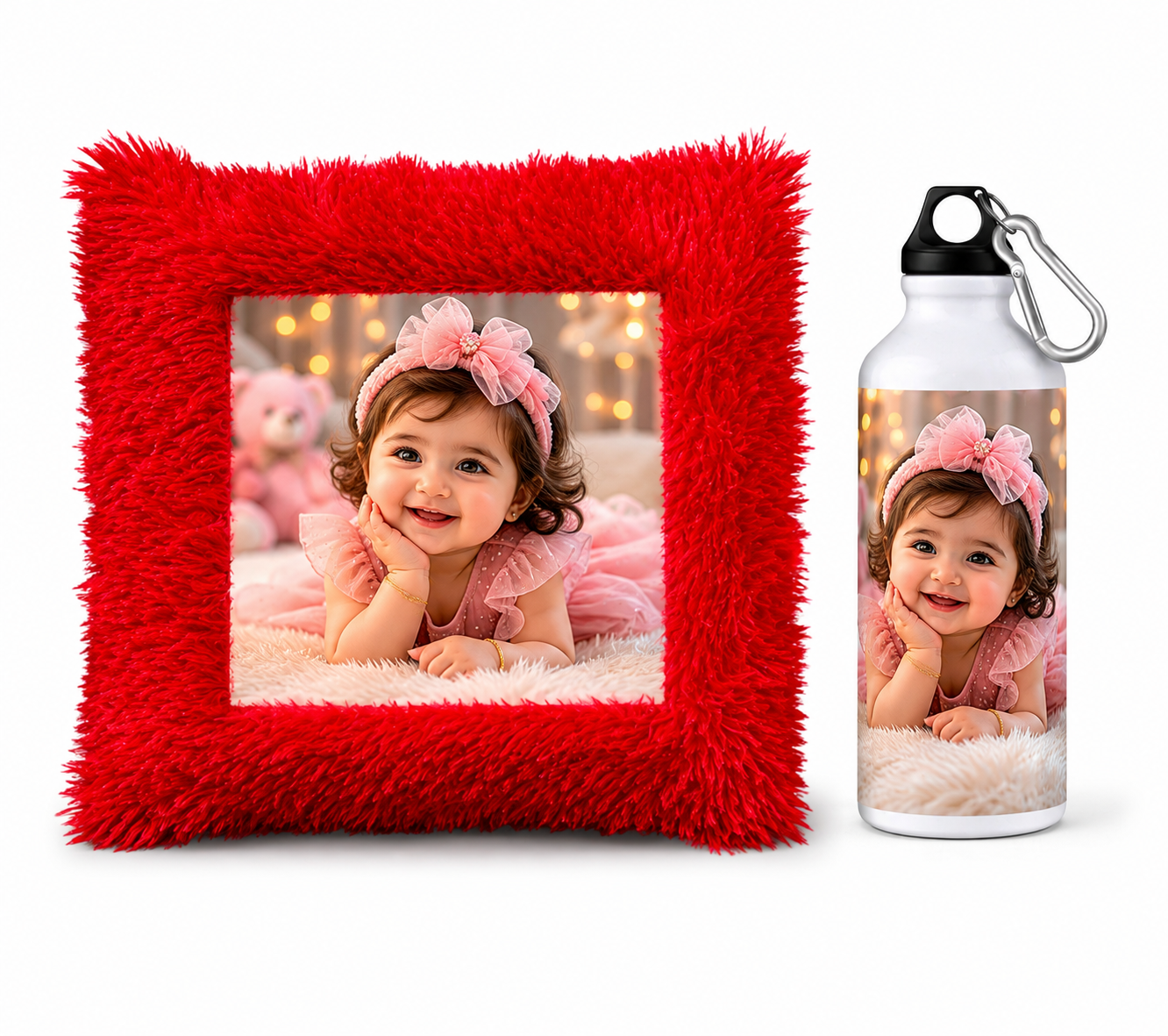 Personalized Cushion & Sipper Bottle