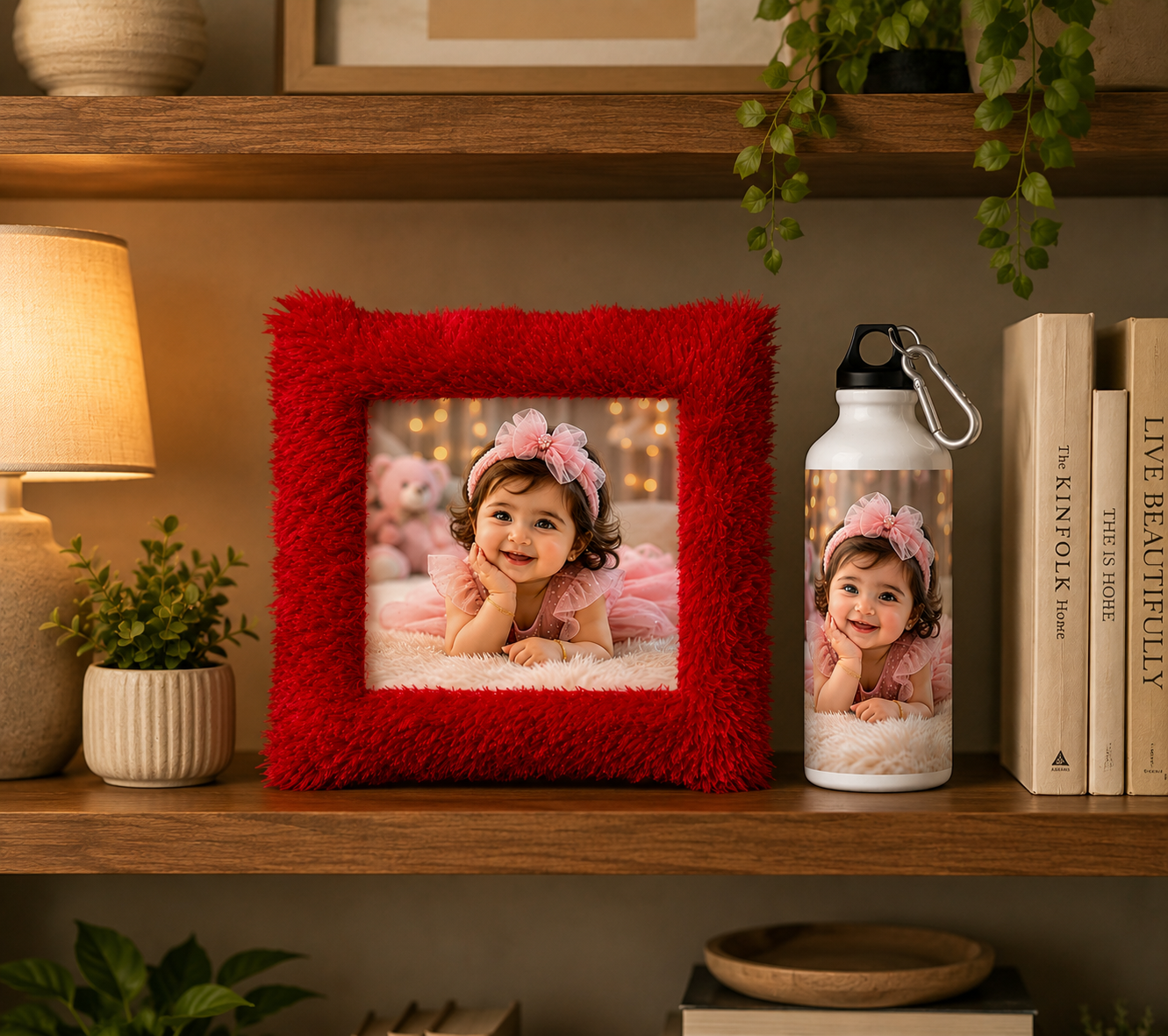 Personalized Cushion & Sipper Bottle