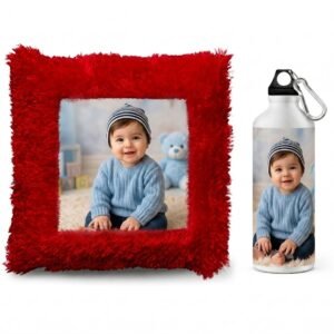 Customised Cushion with Sipper Bottle