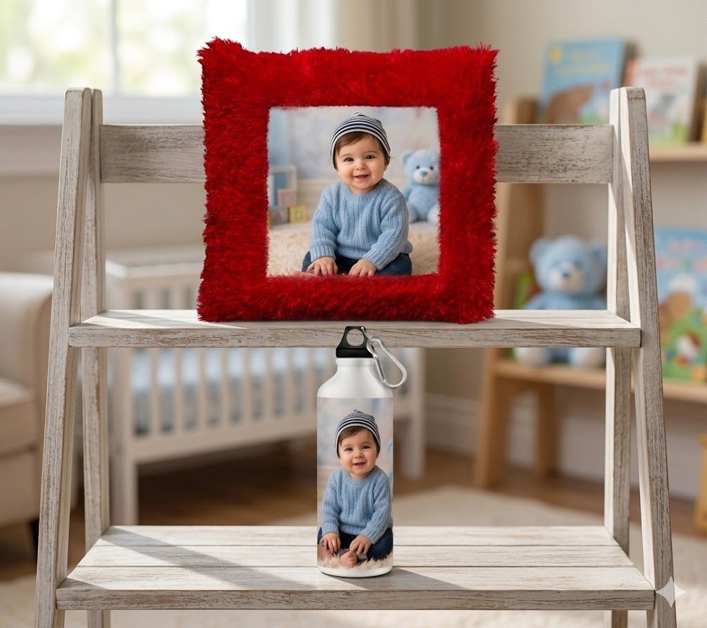 Customised Cushion with Sipper Bottle